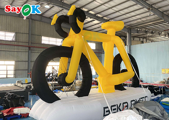 Yellow Advertising High Custom Inflatable Products Promotional Model Bicycle With Print
