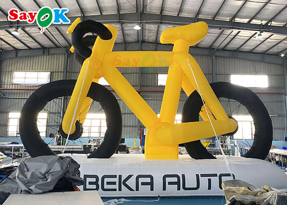 Yellow Advertising High Custom Inflatable Products Promotional Model Bicycle With Print