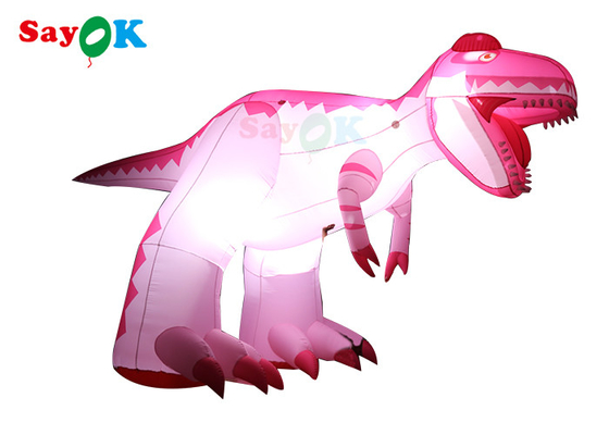 Pink 4m Inflatable Cartoon Characters Advertising Dinosaur Damp Proof Inflatable Animal Balloons