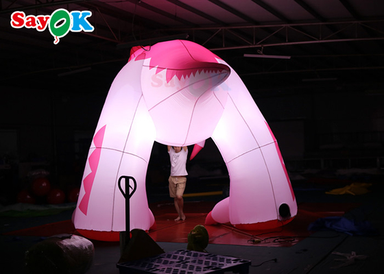 Pink 4m Inflatable Cartoon Characters Advertising Dinosaur Damp Proof Inflatable Animal Balloons