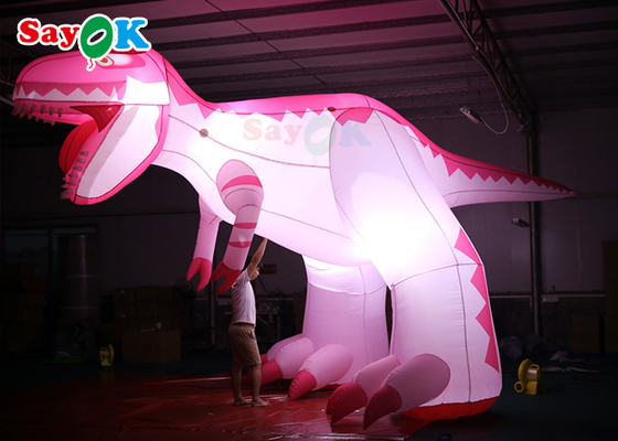 Pink 4m Inflatable Cartoon Characters Advertising Dinosaur Damp Proof Inflatable Animal Balloons