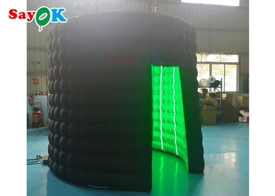 Warehouse Black Inflatable Oval Photo Booth Inflable Led Tent With Air Blower Attractive