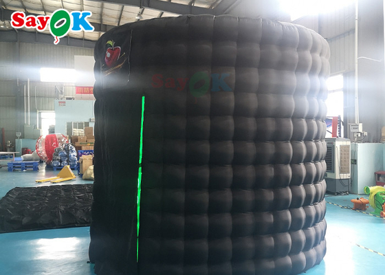 Warehouse Black Inflatable Oval Photo Booth Inflable Led Tent With Air Blower Attractive