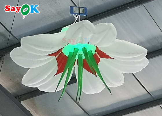 Customized Giant Inflatable Flower Hanging Wedding Inflables LED Flower Decoration