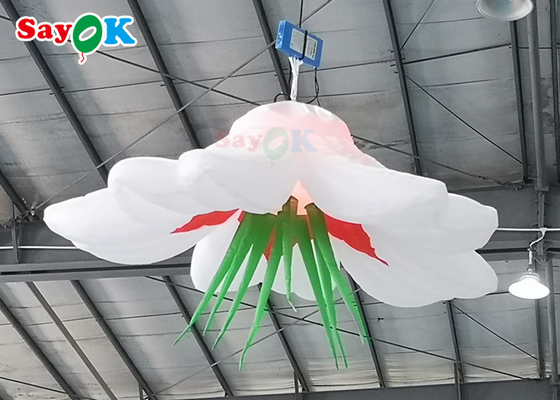 Customized Giant Inflatable Flower Hanging Wedding Inflables LED Flower Decoration