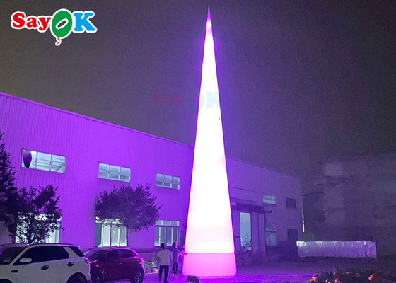 7m 23ft White Led Inflatable Traffic Cone With Colors Changing Lights