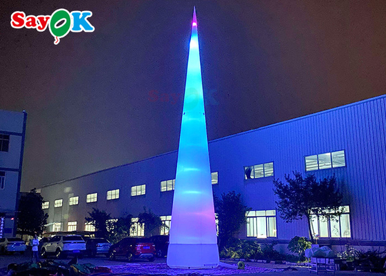 7m 23ft White Led Inflatable Traffic Cone With Colors Changing Lights