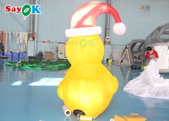 Yellow 2m Inflatable Christmas Duck With Hat Courtyard Decoration