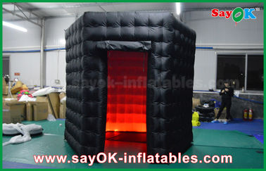 Portable Photo Booth 2.5m Inflatable Black Octagon Photo Booth WIth LED Light OXford Cloth