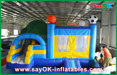 Small 4x3m Inflatable PVC Bounce Castle Slider With Football Decoratiionn