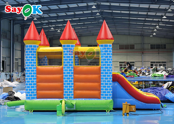 Colorful Inflatable Bouncer House Water Slide Combo Commercial Bouncy Castle