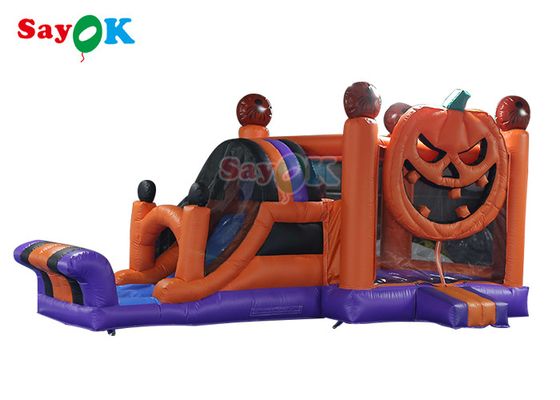Halloween Pumpkin Inflatable Jumping Castle With Slide Combo