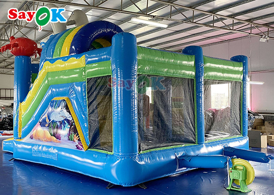 1000D Inflatable Bouncer Air Water Slide Jumping Bouncy Castle Ocean Theme Bounce House Combo With Pool