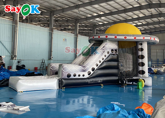 PVC Commercial Bouncy Castle UFO Bouncer Combo Inflatable Spaceship Moonwalk Bounce House With Slide
