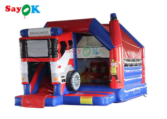 Commercial Inflatable Bouncy Castle Fire Truck Inflatable Bounce House With Slide