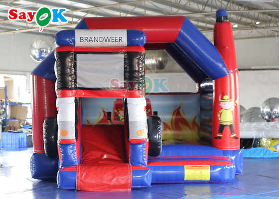 Commercial Inflatable Bouncy Castle Fire Truck Inflatable Bounce House With Slide