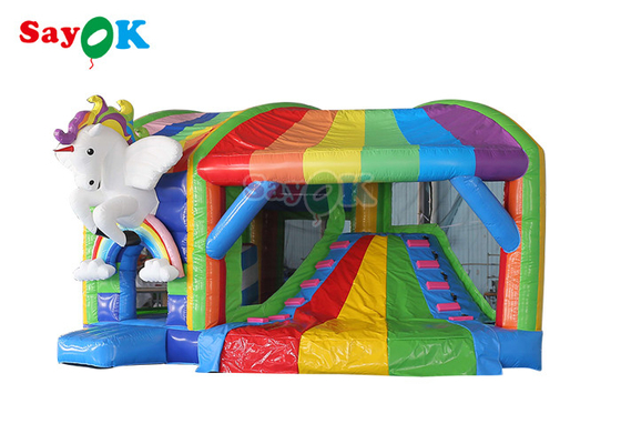 Rainbow Kids Inflatable Jumping Castle Unicorn Bouncy Castle With Slide