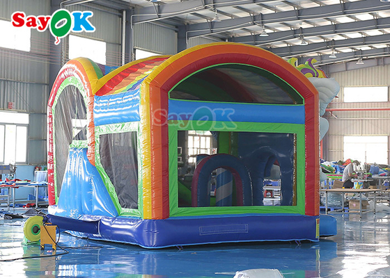 Rainbow Kids Inflatable Jumping Castle Unicorn Bouncy Castle With Slide