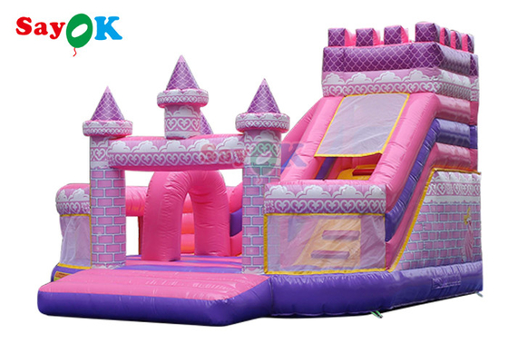 Pink Princess Inflatable Castle Slide Girls Playing Inflatable Bounce House For Amusement Park