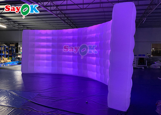 Curve Wall Multi Color Inflatable Backdrop Wall With LED Strips Photo Booth Wall For Sales