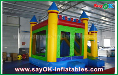 Children Blue / Yellow Commercial Inflatable Bounce House With Slide 3 Years Warranty