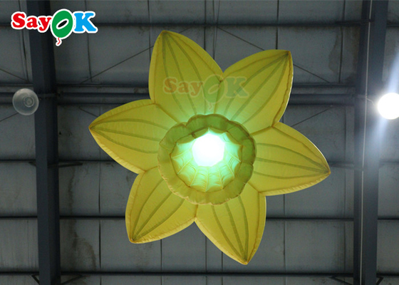 Yellow 1.0m Inflatable Lighting Decoration Hanging Rose Flowers With LED