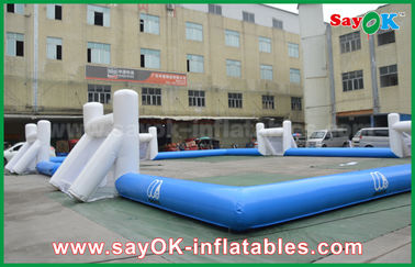 Inflatable Garden Games Blue 0.4 PVC Portable Inflatable Football Field / Football Pitch CE Standard Blower