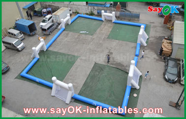Inflatable Garden Games Blue 0.4 PVC Portable Inflatable Football Field / Football Pitch CE Standard Blower