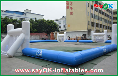 Inflatable Garden Games Blue 0.4 PVC Portable Inflatable Football Field / Football Pitch CE Standard Blower