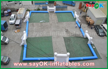 Inflatable Garden Games Blue 0.4 PVC Portable Inflatable Football Field / Football Pitch CE Standard Blower