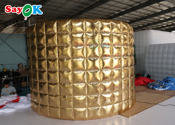 Portable Golden Inflatable Photo Booth Wall Led Lighting Curve Backdrop Photobooth Enclosure