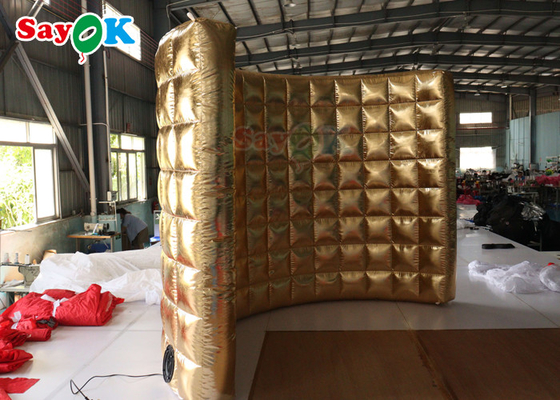 Portable Golden Inflatable Photo Booth Wall Led Lighting Curve Backdrop Photobooth Enclosure
