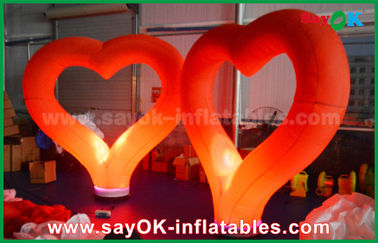 Romantic Red Nylon Inflatable Lighting Decoration Heart Shape For Wedding