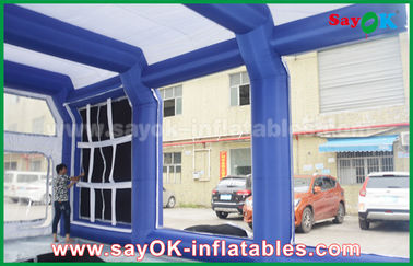 0.5mm PVC Custom Inflatable Products White Blue Inflatable Spray Booth House Tent