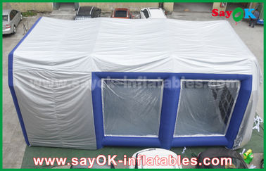 0.5mm PVC Custom Inflatable Products White Blue Inflatable Spray Booth House Tent