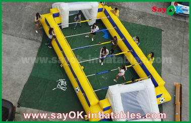 inflatable party games for adults Yellow Inflatable Sports Games Inflatable Football Field / Soccer Pitch With Goal