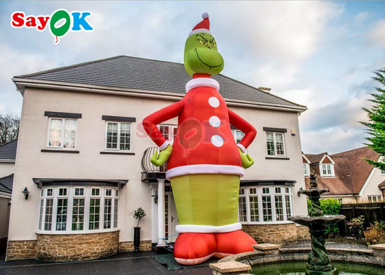 30ft Grinch Inflatable Cartoon Characters Green Monster Christmas Hat Household Inflatable Standing Decoration