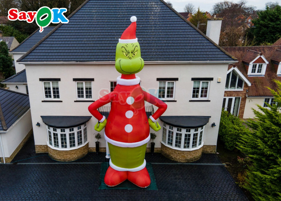 30ft Grinch Inflatable Cartoon Characters Green Monster Christmas Hat Household Inflatable Standing Decoration