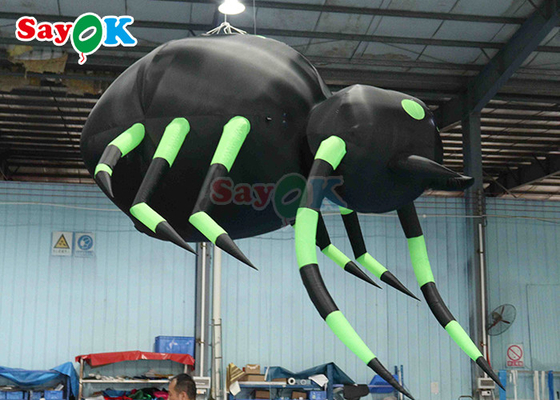 Hanging Horrific Inflatable Spider Halloween Decoration Black And Green