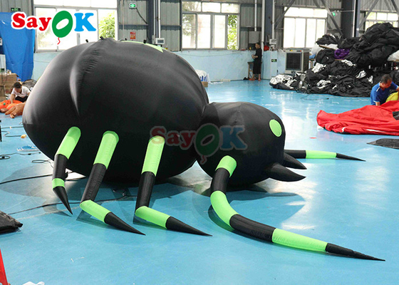 Hanging Horrific Inflatable Spider Halloween Decoration Black And Green