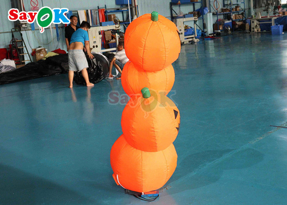 PVC Inflatable Halloween Decoration 4.9ft Pumpkin Shape LED Blown Up Model