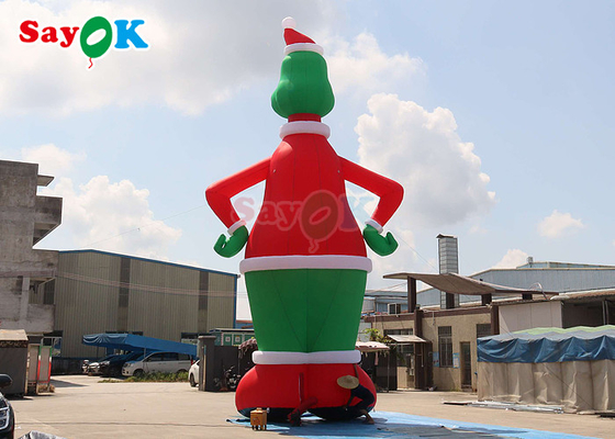 Inflatable Bunny Rabbits Green And Red 32.8FT Tall Inflatable Airblown Grinch With Hat Yard Decoration
