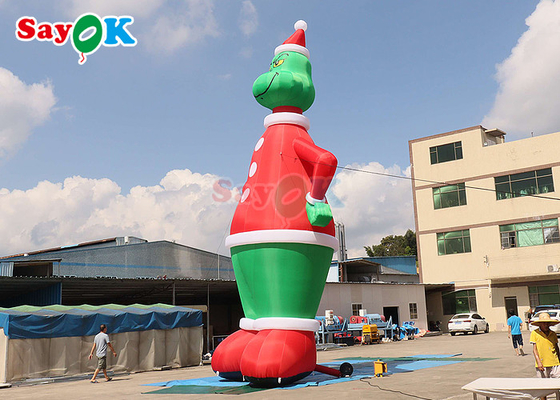 Green And Red 32.8FT Tall Inflatable Airblown Grinch With Hat Yard Decoration