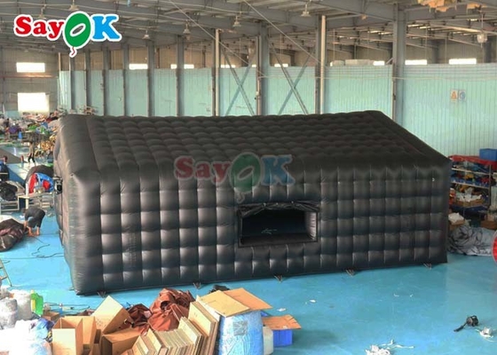 PVC Inflatable Cube Party Tent Commercial Black Disco Light Mobile Night Club Tent Built - In Screen