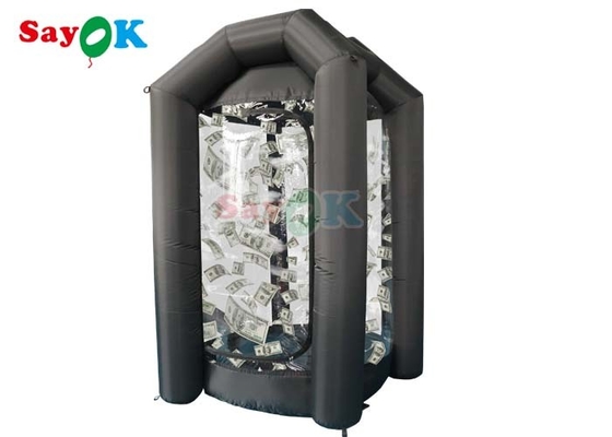 0.44mm PVC Inflatable Cash Cube Booth Black Cash Cube Quick Inflated Machine Money Grab Catch For Promotion Events