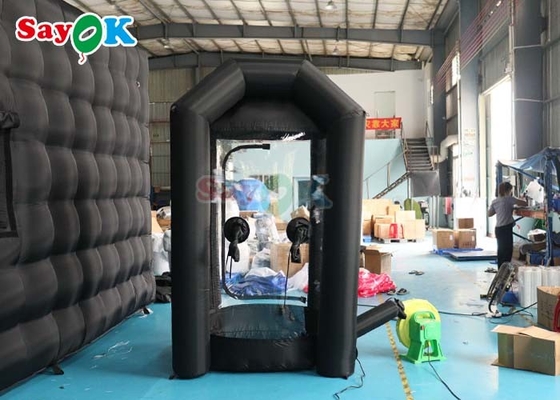 0.44mm PVC Inflatable Cash Cube Booth Black Cash Cube Quick Inflated Machine Money Grab Catch For Promotion Events