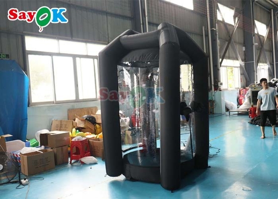 0.44mm PVC Inflatable Cash Cube Booth Black Cash Cube Quick Inflated Machine Money Grab Catch For Promotion Events