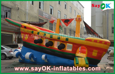 Yellow / Red / Blue Inflatable Pirate Ship Commercial Advertising Castle Bounce House