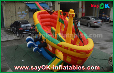 Yellow / Red / Blue Inflatable Pirate Ship Commercial Advertising Castle Bounce House