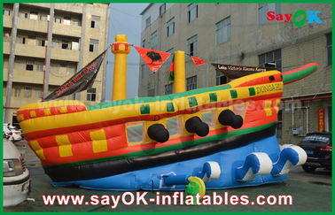 Yellow / Red / Blue Inflatable Pirate Ship Commercial Advertising Castle Bounce House